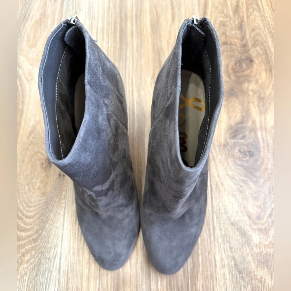 Sam Edelman Gray Suede Ankle Booties Size 10 EUC